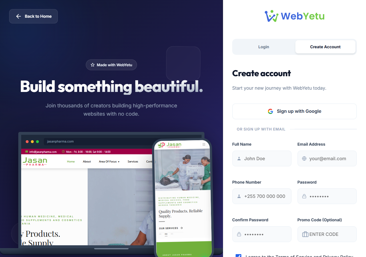 Choose "Create Account"